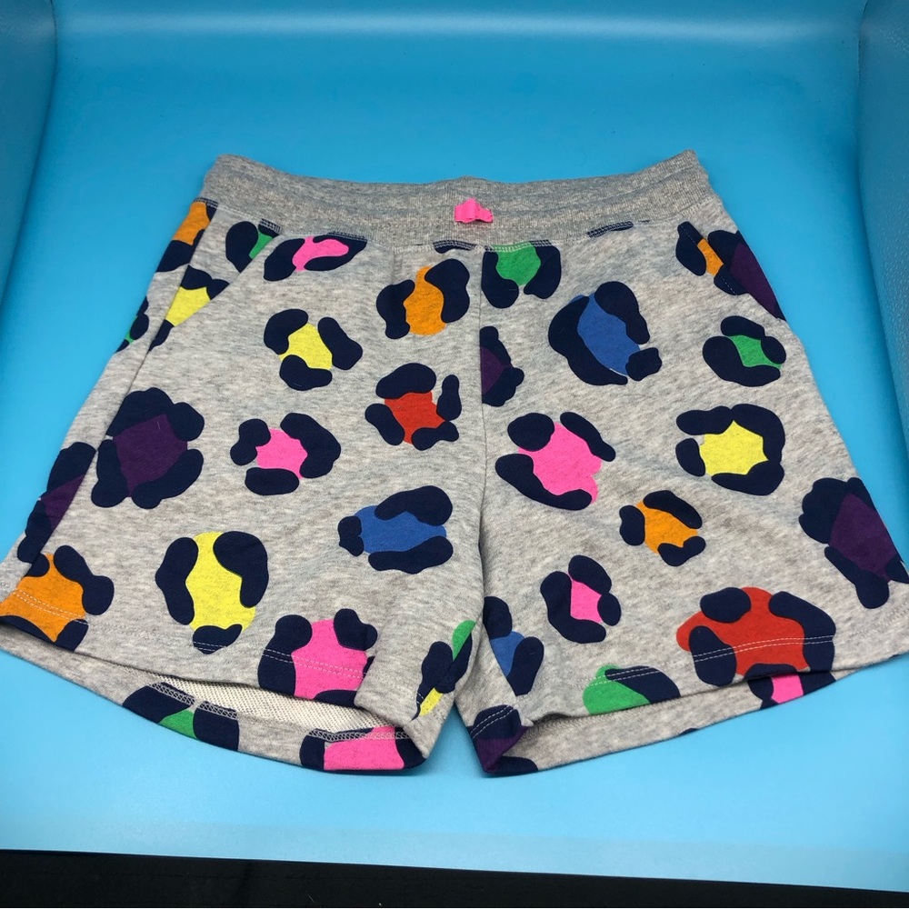 Spotted zebra gray & rainbow spotted shorts elastic waist size xxl 14-16 NWOT
